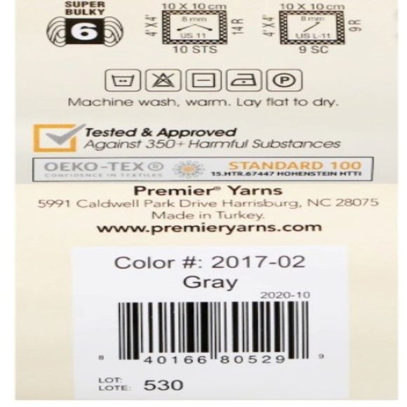 NWT Just Chenille Yarn Gray lot of 4 skeins - Picture 5 of 5